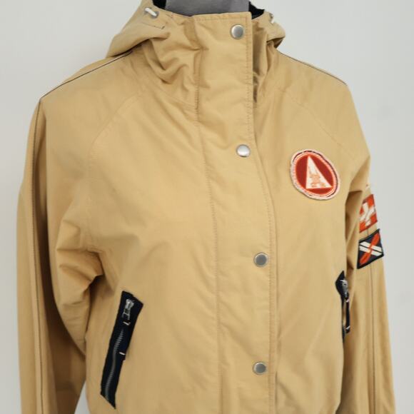 Gaastra Supplies Jacket Womens Medium Tan Hooded Full Zip Snaps Pockets Bomber - Picture 8 of 16